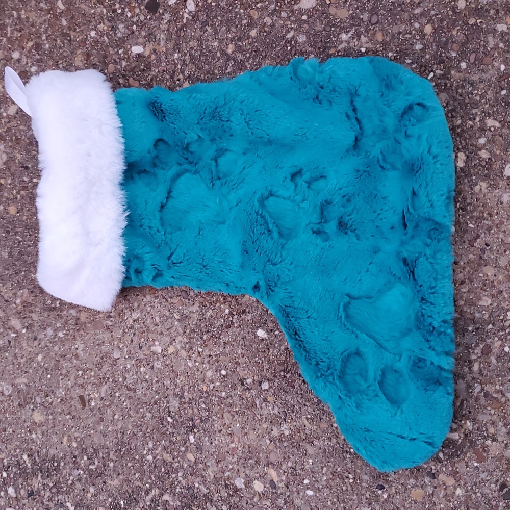 Teal Blue Paw Print Christmas Stocking Pet Cat Dog Gifts Animal